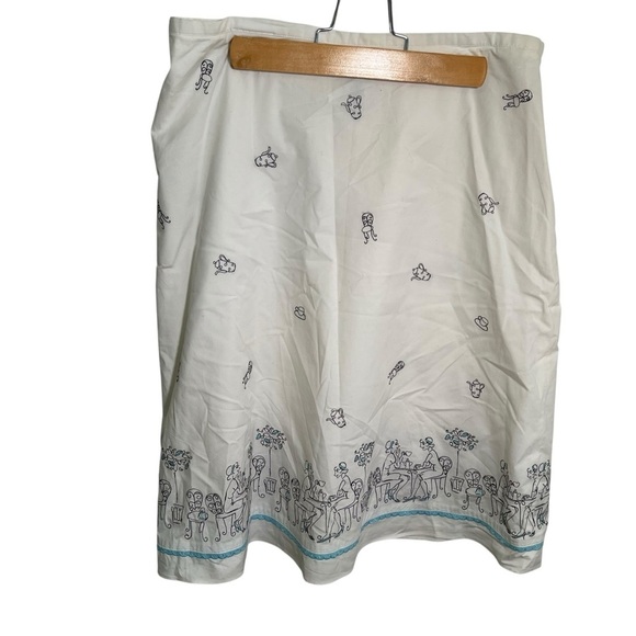 Vintage Loft Skirt White Embroidered Cafe Pattern 8 - Picture 1 of 10